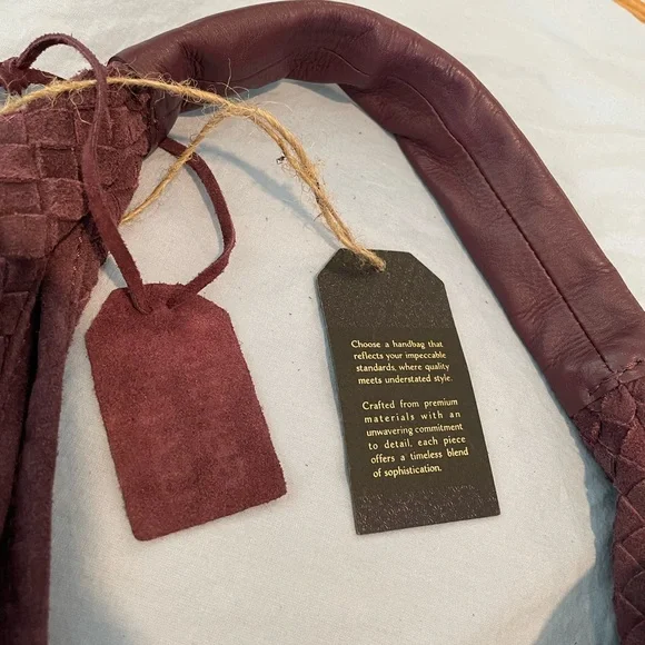 Genuine Suede Burgundy Woven Hobo Bag Fall 2025 - Picture 8 of 9